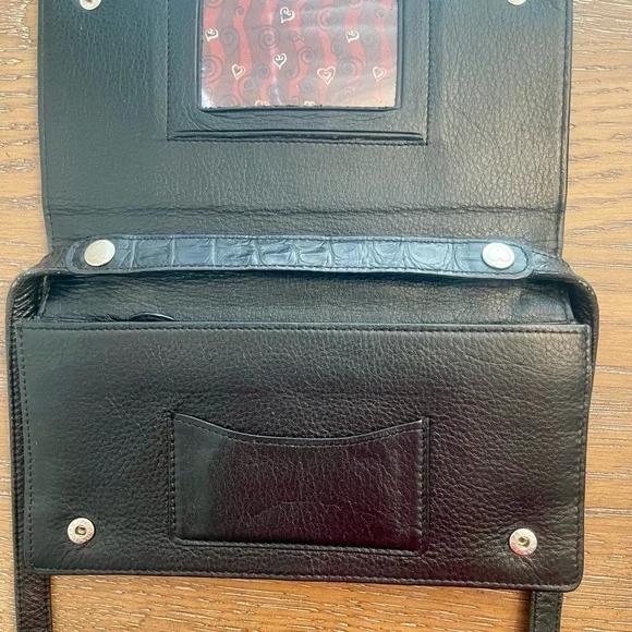 Brighton Black Croc-Embossed Crossbody Bag - Picture 7 of 11